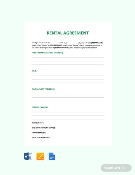 Sample Room Rental Agreement Template In Word Pages For Mac